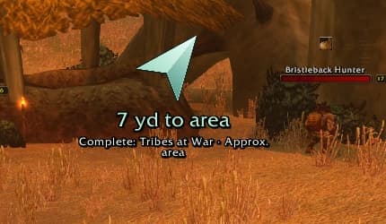 Wisp’s arrow points towards the Tribes at War objective, seven yards from the search area.