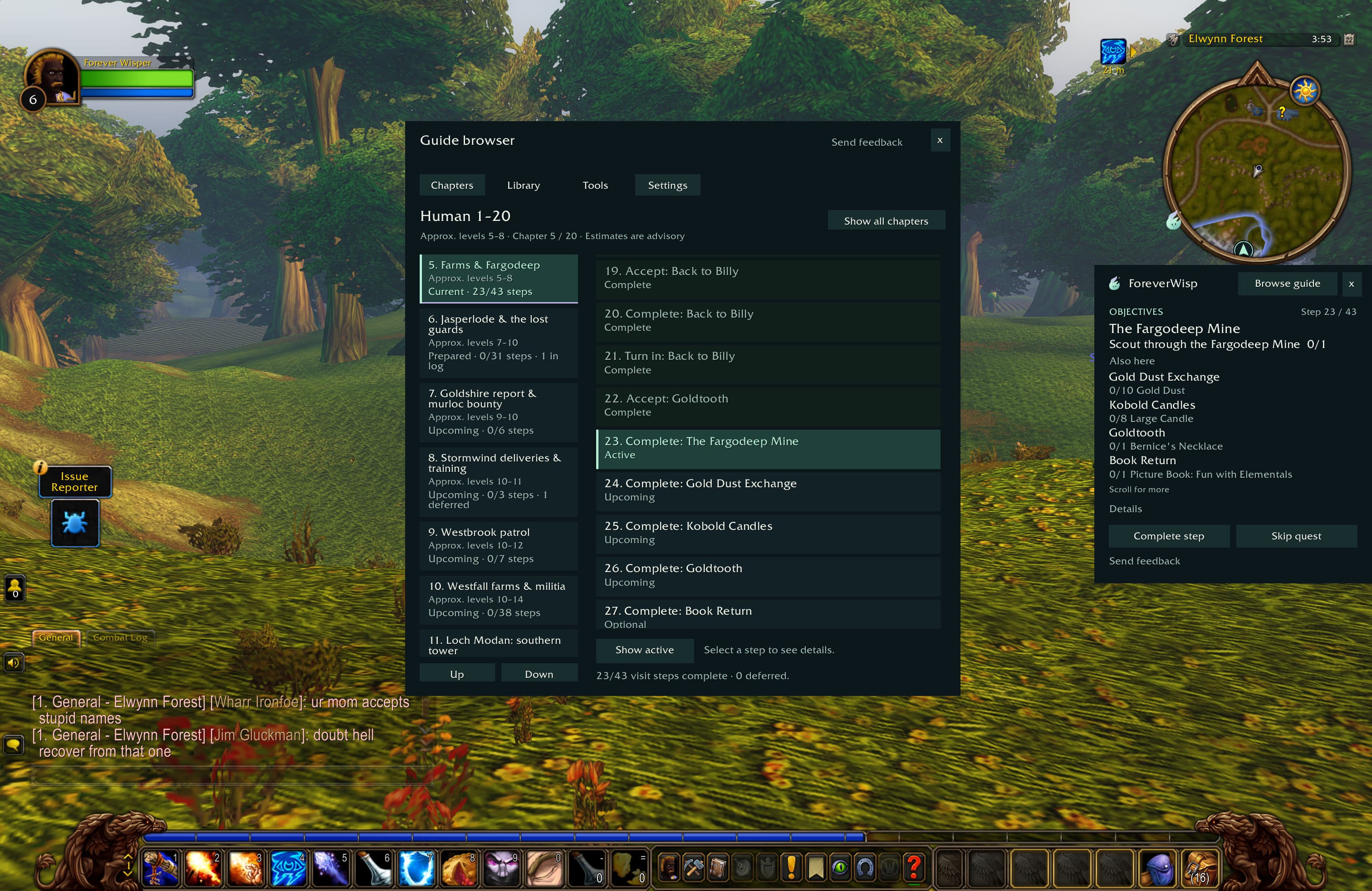 Wisp's chapter browser showing the Human route in the Forever beta.