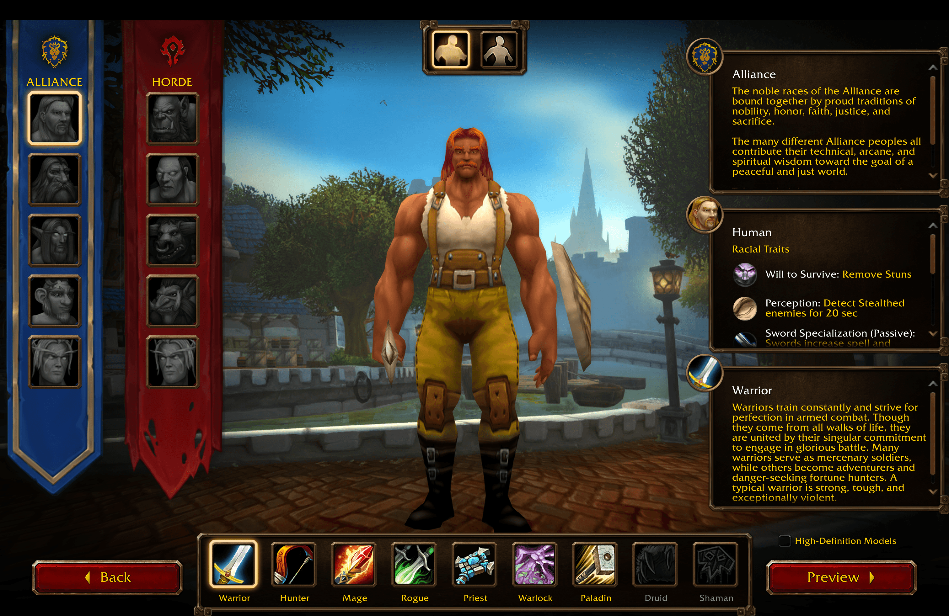 Human Warrior with the High-Definition Models checkbox unchecked