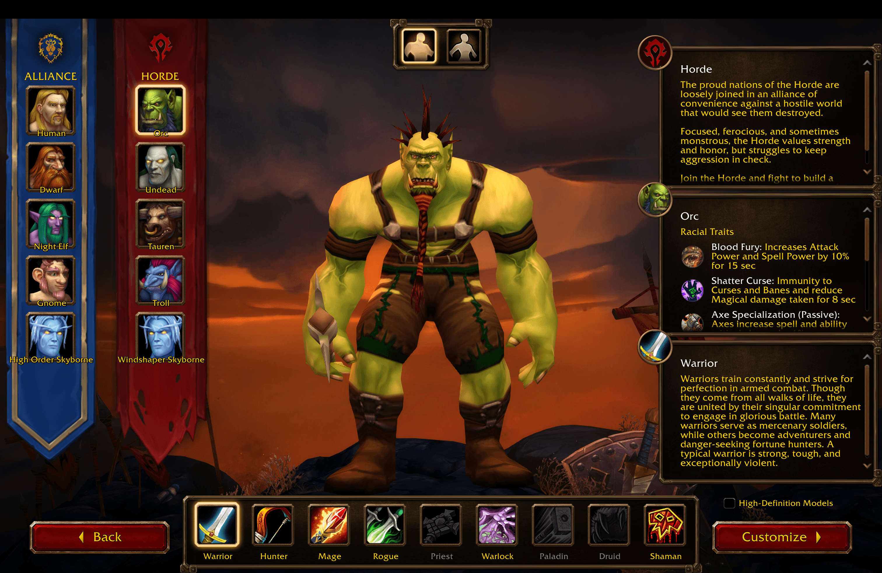 Orc Warrior preview with High-Definition Models unchecked